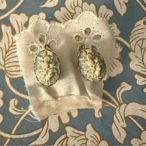 Rare Vintage Light Blue Cameo earrings